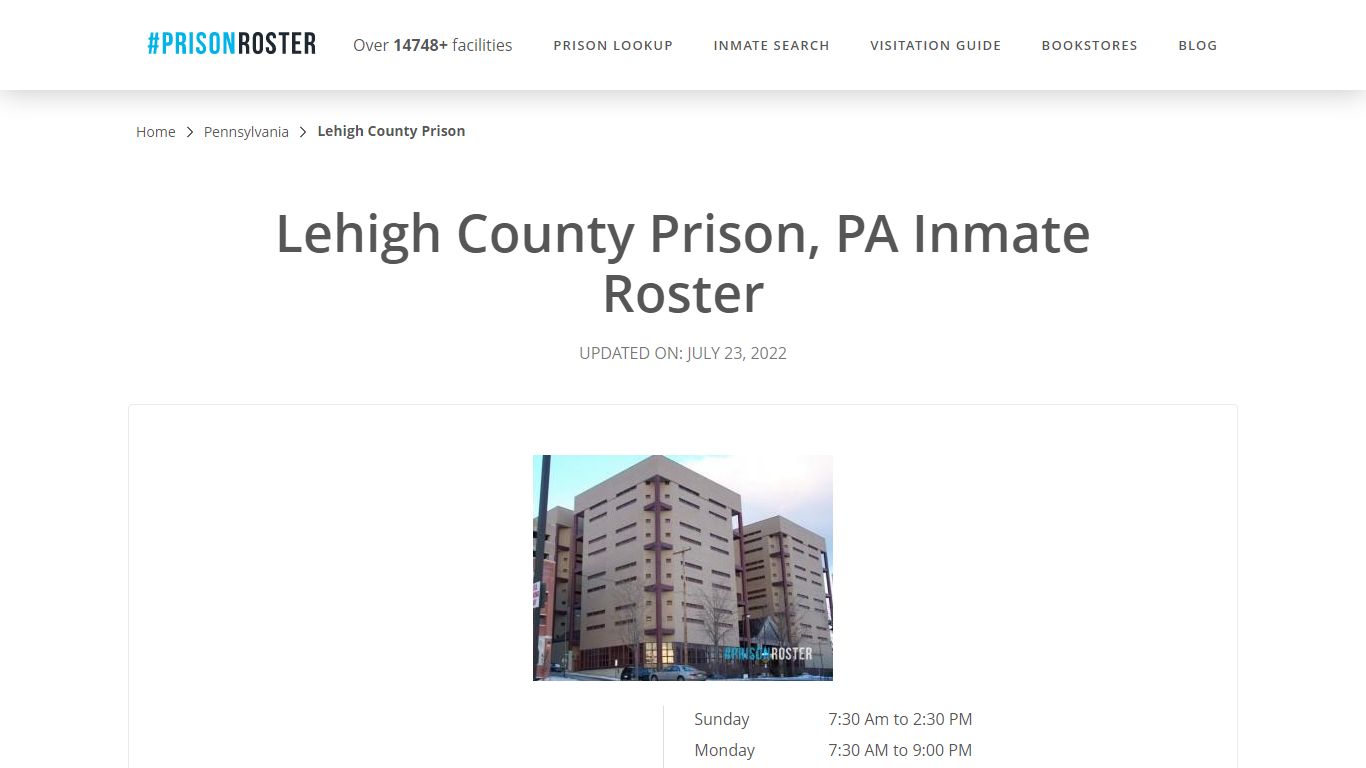 Lehigh County Prison, PA Inmate Roster